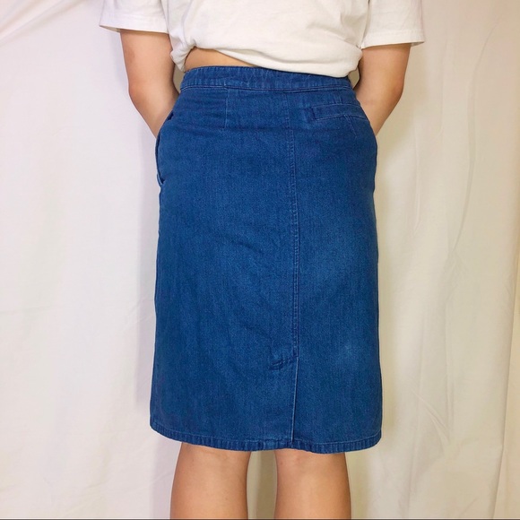 Vintage Talbots Belted high waist denim Skirt Sz4 - Picture 4 of 4
